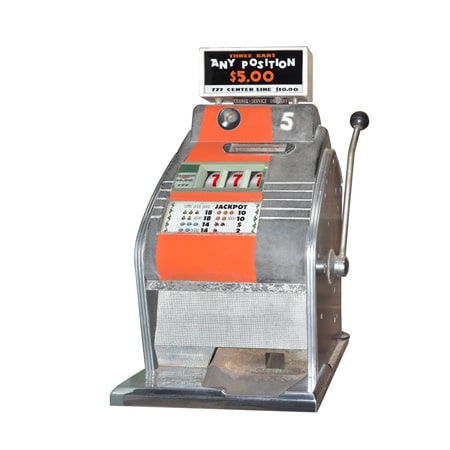 Classic Old Grey and Orange Slot Machine
