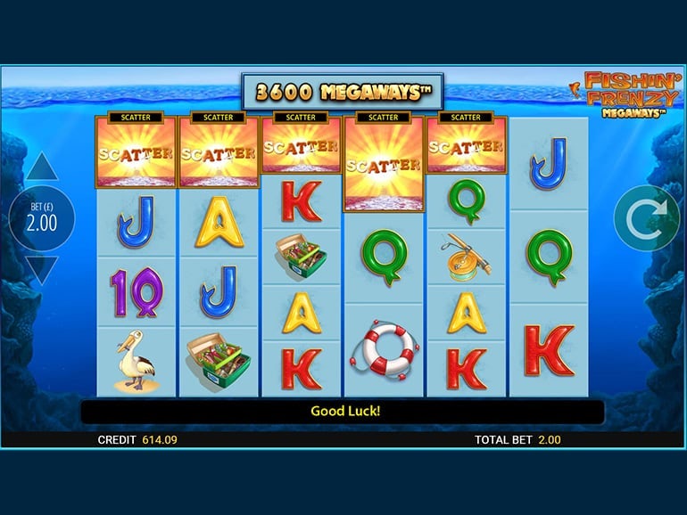 Fishin Frenzy Megaways Symbols on an online slot machine