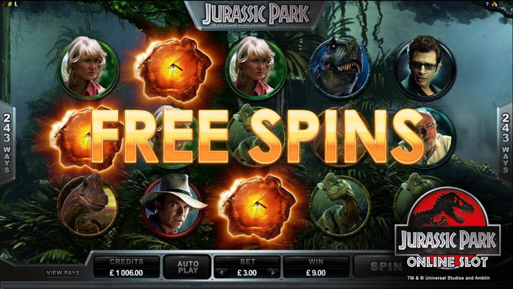 Jurassic Slot UK Free Spins Screen 