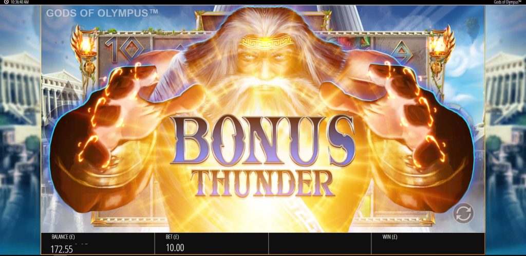 Bonus Thunder Feature Image for Gods of Olynpus Megaways Slot