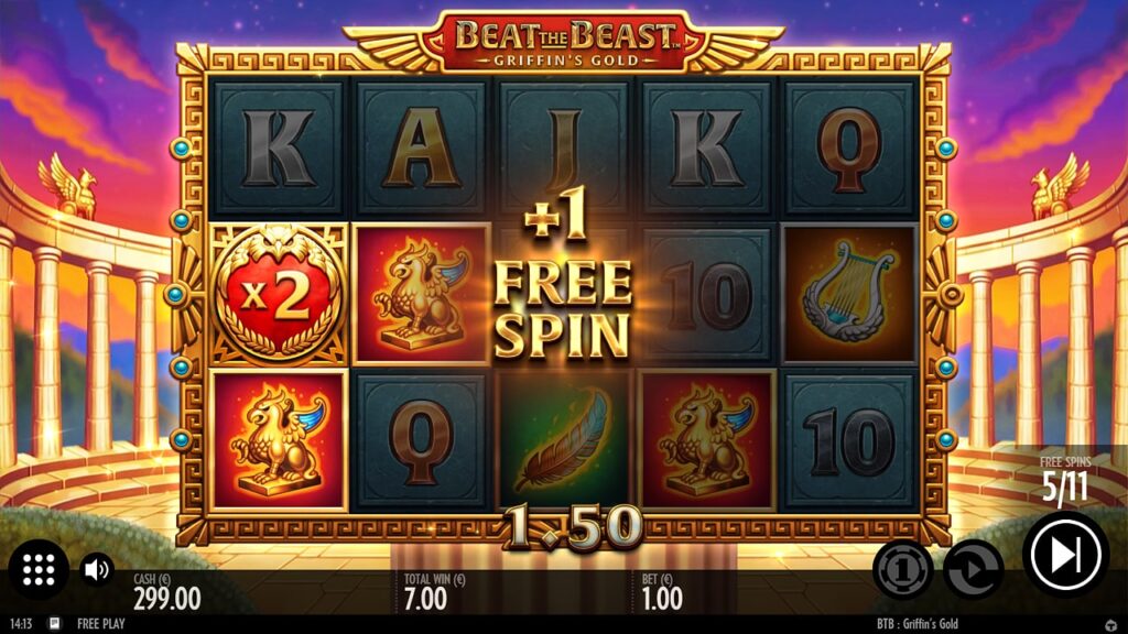Beat the Beast Griffin's Gold 1 Free Spin Screen