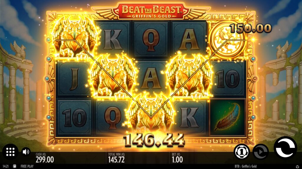 Beat the Beast Griffin's Gold 5 Scatters Bonus Screen