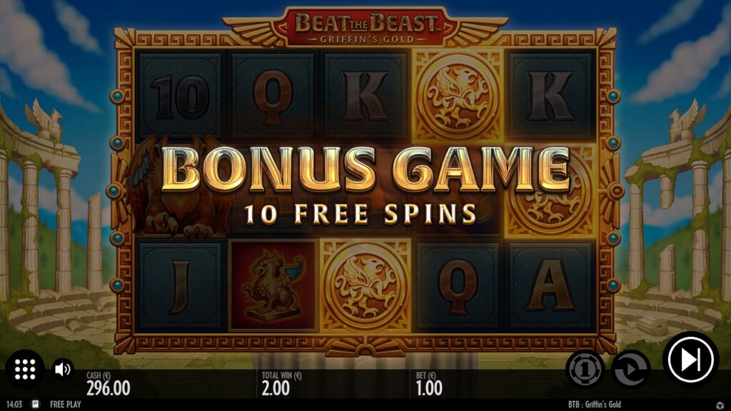 Beat the Beast Griffin's Gold Bonus Game 10 Free Spins