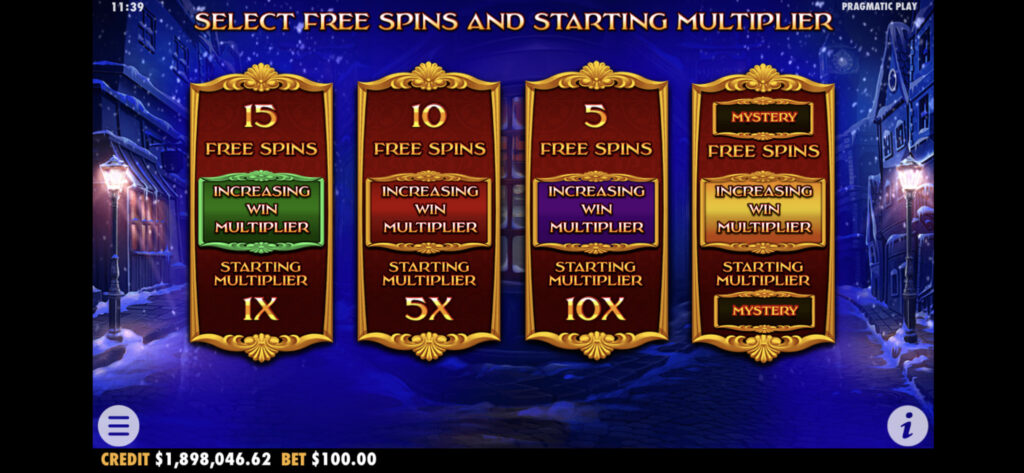 Christmas Carol Megaways Slot Game Free Spins Feature on game screen