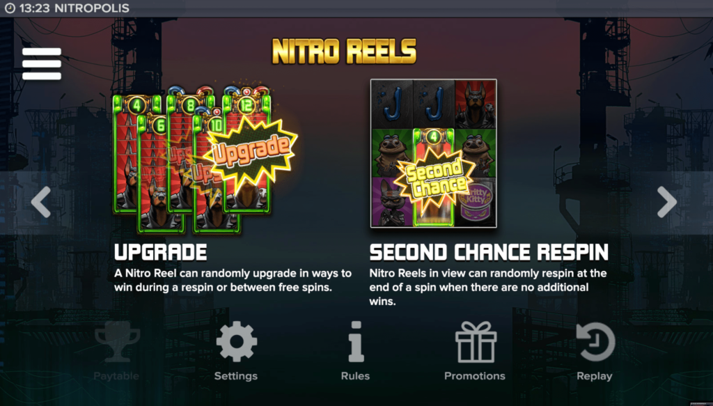 Nitropolis Slot Nitro Reels and Second Chance Respin Bonus