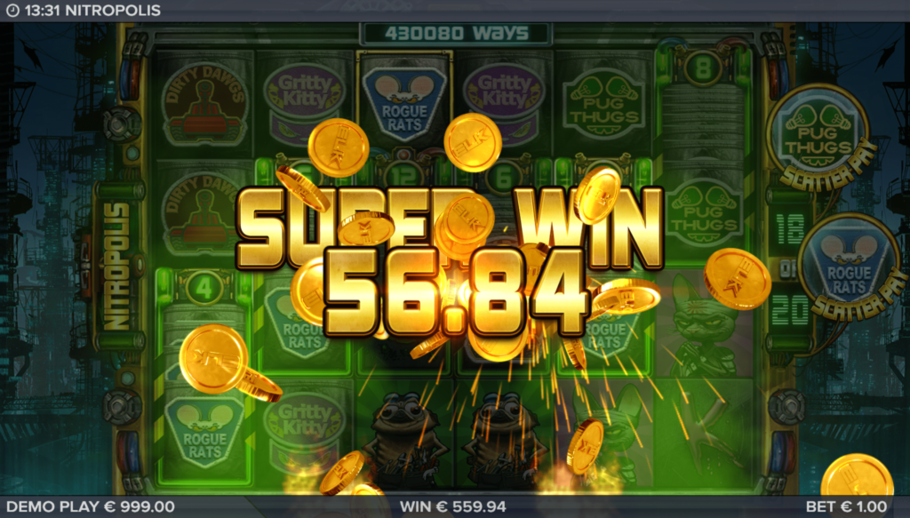 Nitropolis Slot Big Win Game Screen