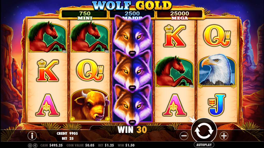 Wolf of Gold Slot Game Screen